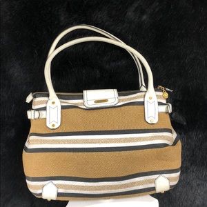 Eric Javits Fabric Bag with White Leather Details